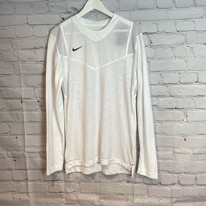 NIKE FOOTBALL TEAM PLAYER DRI-FIT WHITE LONG SLEEVE UV SHIRT NWT SZ S
